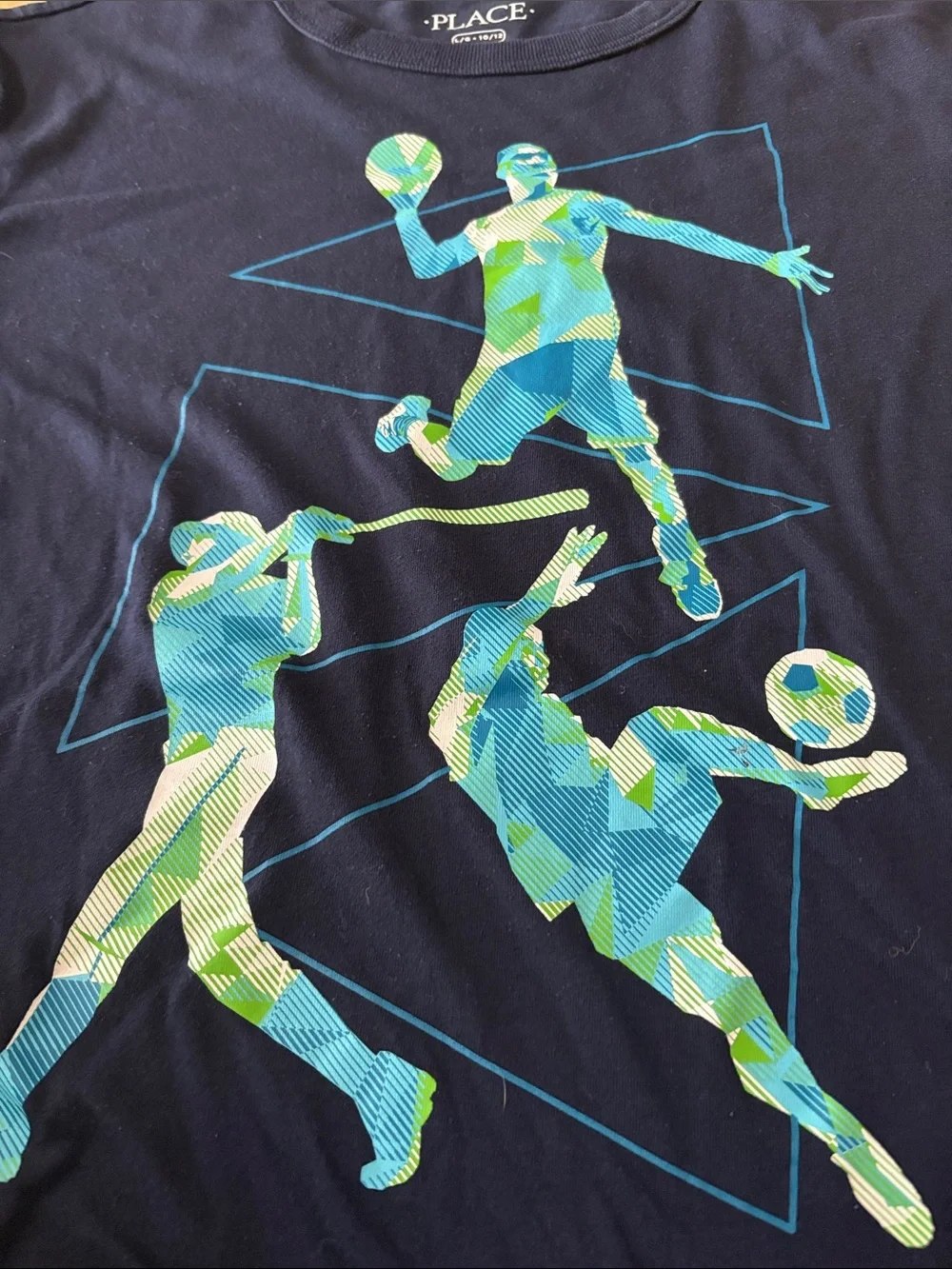 The Children's Place Navy Short Sleeve Tee with Blue & Teal Sports Graphic